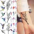 Black Florals Temporary Tattoos Girls Hummingbird Lavender Fake Tattoo Sticker