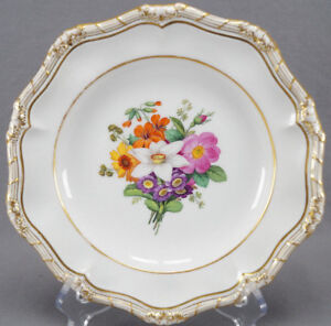 New ListingKPM Berlin Hand Painted Floral Bouquet & Gold 9 Inch Plate Circa 1849 - 1870