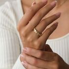 14K Gold Ribbed Dome Band Ring, Chunky Dome Ring, Stackable Gold Ring, Half