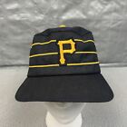 VINTAGE Pittsburgh Pirates Snapback Hat Pillbox Cap Mens Black Yellow Medium