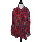 Duluth Trading Company Men's Button Down Shirt L Large Flannel Plaid Pattern Red