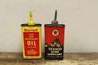 2 Vintage Handy Oiler Oil Cans TEXACO Home Lubricant & Starrett Tool Oil