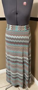 Maxi skirt Med. BOHO Cowgirl Colorful Aztec Dressbarn Festival Casual Turquoise