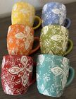 Laurie Gates California Designs 6 Pc Ceramic Hand Painted Mug Set