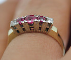 Estate Fine Jewelry Solid 14K Gold Ring  Natural Diamonds Ruby Jewellery 5 3/4