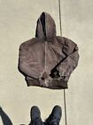 Vintage 90s CARHARTT Hooded Jacket Lined Work Hunter Brown Faded