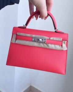 Hermes Kelly Mini II Bag Rose Texas Epsom with Palladium Hardware 20 Coral Pink