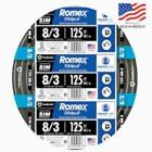 Romex 125 Ft 8/3 Black Stranded SIMpull NM-B W/G Wire Indoor Electrical Cable