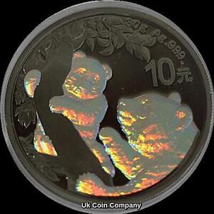 2021 China Panda 1 oz Silver Gold Black Holographic 10 Yuan Coin Low Mintage