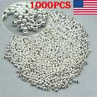 1000x Genuine 925 Sterling Silver Round Ball Beads Jewelry DIY Making Finding US