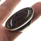Montana Dendritic Agate Sterling Silver Ring 40mm Long Size 8.75