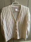 Bobbie Brooks Cream v-neck cable-knit front cardigan sweater Vintage Small