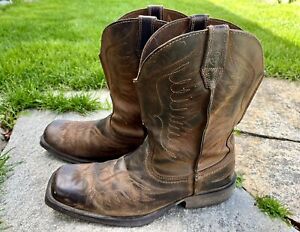 Ariat Rambler Phoenix Distressed Brown Leather Cowboy/Western Boots Size 12 D