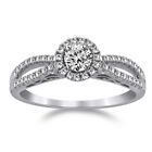 1.00Ct Round Simulated Diamond Platinum Halo Vintage Engagement Ring