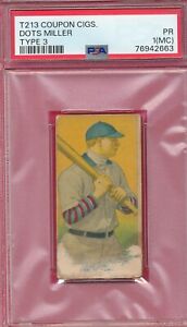 PSA 1 MC T213-3 DOTS MILLER 1919 COUPON CIGS GRADED POOR MISCUT TYPE 3 MLB TPHLC