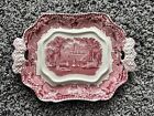 Vintage ANTIQUE Mason's Pink/Red VISTA England Soup TUREEN UNDERPLATE 6 x 8.5