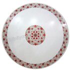 Round White Marble Dining Table Top Inlaid with Carnelian Stone Resturant Table