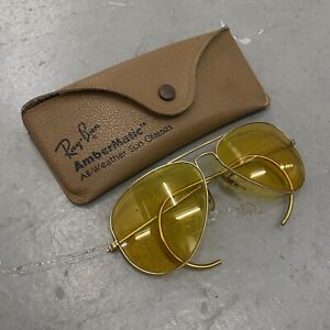 Vintage B&L Ray Ban Ambermatic Aviator 58mm Photochromic With Case