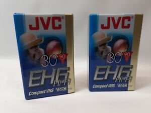 2 JVC Compact VHS Blank Tapes - 90 Min. Ea. - EHG Hi-Fi TC-30 - Fast Ship - New