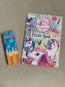 2-100 A6 unicorn colour  book  and 4 mini pencils party bag fillers loot toy