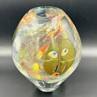 1984 American Abstract Art Glass Vase Crying Face by: Steve Tobin Rare