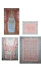 Vintage Handcrafted Pink 8 PC Crib/Toddler Bed Comforter And Curtain Set Cottage