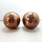Decorative Ceramic Ball Orb Sphere Hammered Metallic Copper 4” Lot of 2