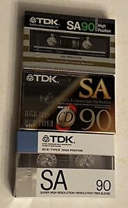 Lot of 3 Sealed TDK SA90 High Bias Type II Audio Cassette Tapes