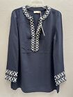 NWT Tory Burch Navy Blue Tunic Long Sleeves Classy Taping Size 12 $295 msrp