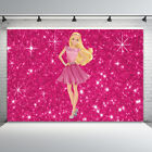 Girls Barbie Backdrop Birthday Party Banner Studio Background Baby Shower Decor