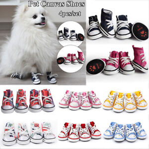 4pcs Pet Dog Boots Denim Sports Shoes Puppy Anti-slip Sneakers For Small Dogs +