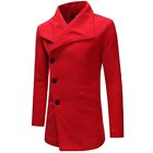 Men's Casual Jacket Woolen Trench Coat Outerwear Single Breasted Slim Fit New D