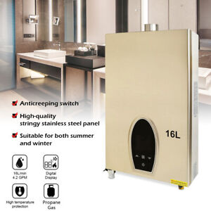 16L Propane Gas LPG Tankless Water Heater Instant Boiler On Demand Whole House