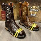 MEN'S STEEL TOE WORK BOOTS FISH PRINT SAFETY DUAL SOLE SQUARE TOE BOTAS ACERO