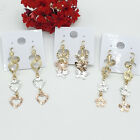 Gold Plated Jewelry Lot 3 Color Hearts Butterfly Flowers Drop Dangle Earrings