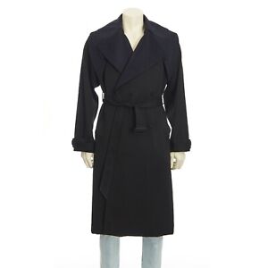 DIOR 5000$ Black Virgin Wool Twill Trench Coat Bandana Collar