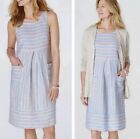J JILL Love Linen Plus 3X Sleeveless Dress Sundress Shift Pockets Striped