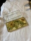 Vintage Daisy And Butterfly Lucite Butter Dish With Lid