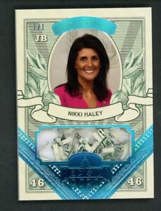 2020 Decision Money Card Ice Blue Foil Nikki Haley  Shredded Currency 1/1