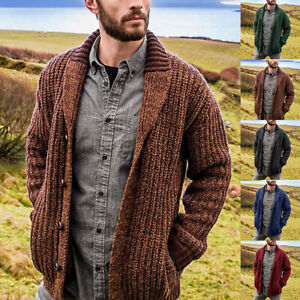 Mens Casual Winter Warm Knitted Sweater Coat Long Sleeve Outwear Jacket Cardigan