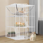1-2 Cats Cage Indoor Cat Enclosures Cat Playpen Metal Kennel w/ Large Hammock