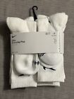 Nike Crew Socks 6 Pair  Dri-Fit White Everyday Plus NEW Large M 8-12 W 10-13