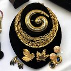 Gold Tone Lot of 9 VTG Signed Monet Jewelry - 3 Earring, 3 Necklace, 3 Brooch