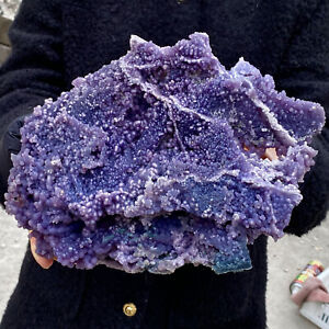 7.71LB Beautiful Natural Purple Grape Agate Chalcedony Crystal Mineral Specimen