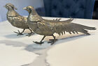 Pair Of Vintage Long Brass Pheasant Figurines Male And Female Mid Century MCM