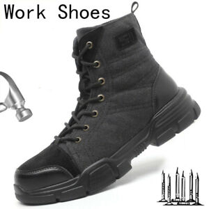 Mens Indestructible Work Boots Waterproof Safety Boots Anti-smash Steel Toe Boot