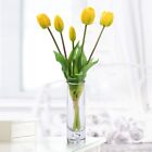 Artificial Flowers Yellow Tulips Bouquet in Glass Vase - 8
