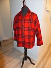 LL Bean Maine Red Black Plaid Wool Over the Head Jacket Front Snaps SZ L USA