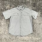 Poncho Western Shirt Mens Large Grey Pearl Snap Performance Stretch Lightweight