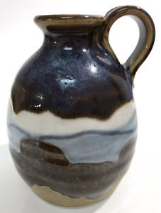 New ListingStudio Art Pottery Jug Vase 4.5 Inches Hand Crafted Signed 1985 Vintage